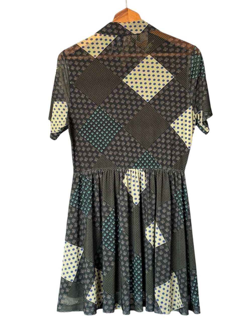 Urban Outfitters Mixed Print Patchwork Mini Dress Size L - Retro Whimsigoth - Picture 5 of 10